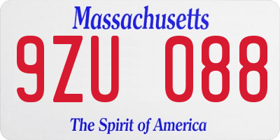 MA license plate 9ZU088