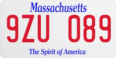 MA license plate 9ZU089