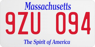 MA license plate 9ZU094