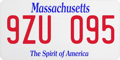 MA license plate 9ZU095