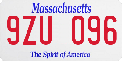 MA license plate 9ZU096