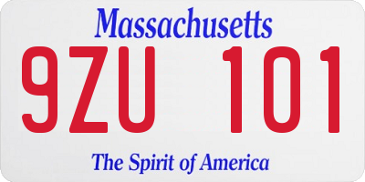 MA license plate 9ZU101