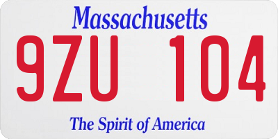 MA license plate 9ZU104