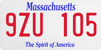 MA license plate 9ZU105