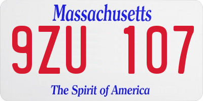 MA license plate 9ZU107