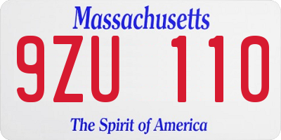 MA license plate 9ZU110