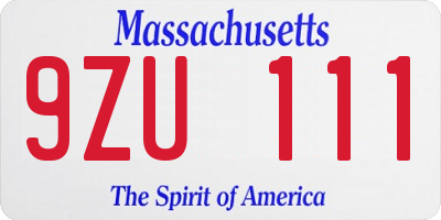 MA license plate 9ZU111