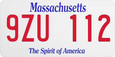 MA license plate 9ZU112