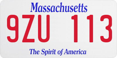 MA license plate 9ZU113