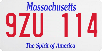 MA license plate 9ZU114