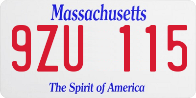 MA license plate 9ZU115