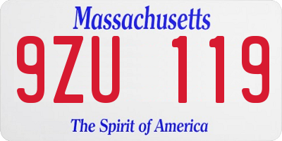 MA license plate 9ZU119