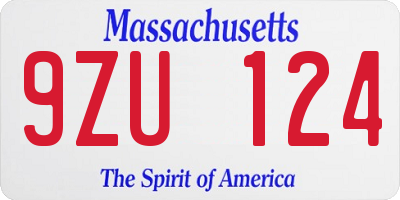 MA license plate 9ZU124