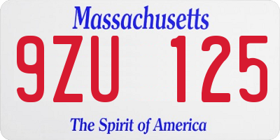 MA license plate 9ZU125