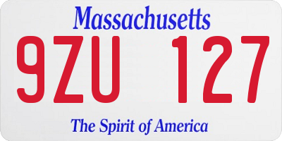 MA license plate 9ZU127