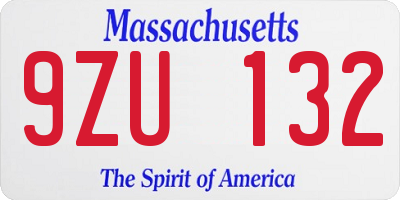 MA license plate 9ZU132