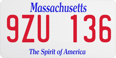 MA license plate 9ZU136