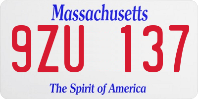 MA license plate 9ZU137