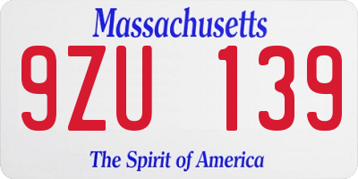 MA license plate 9ZU139