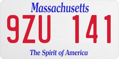 MA license plate 9ZU141