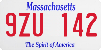 MA license plate 9ZU142