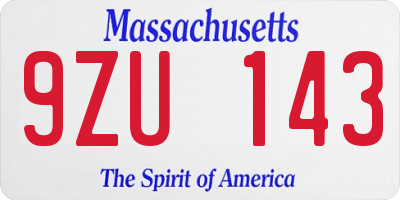 MA license plate 9ZU143