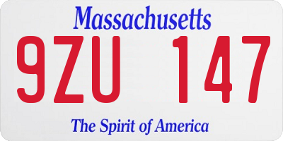 MA license plate 9ZU147