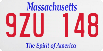 MA license plate 9ZU148