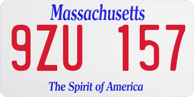 MA license plate 9ZU157