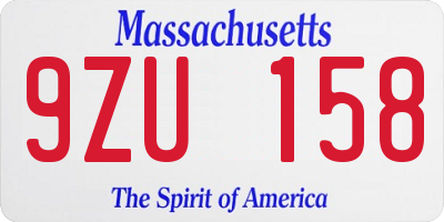 MA license plate 9ZU158