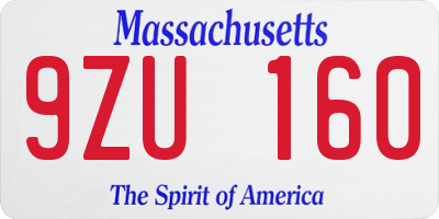 MA license plate 9ZU160