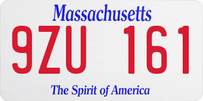 MA license plate 9ZU161