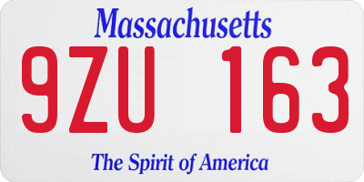 MA license plate 9ZU163