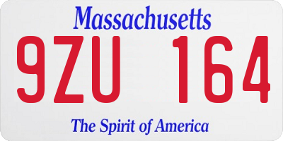 MA license plate 9ZU164