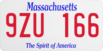 MA license plate 9ZU166