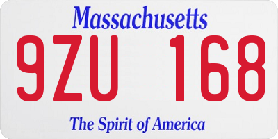 MA license plate 9ZU168