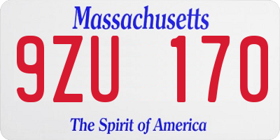 MA license plate 9ZU170