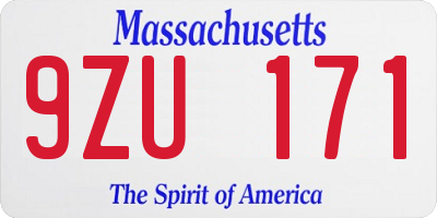 MA license plate 9ZU171