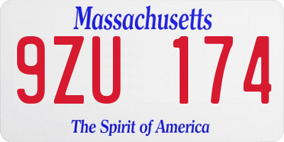 MA license plate 9ZU174