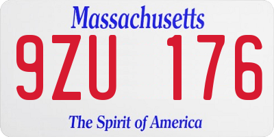 MA license plate 9ZU176