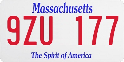 MA license plate 9ZU177