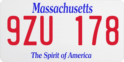 MA license plate 9ZU178