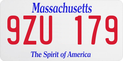 MA license plate 9ZU179