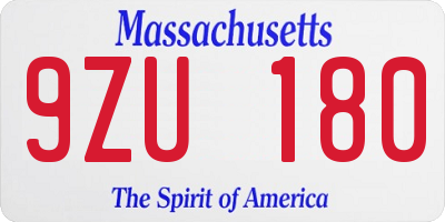 MA license plate 9ZU180