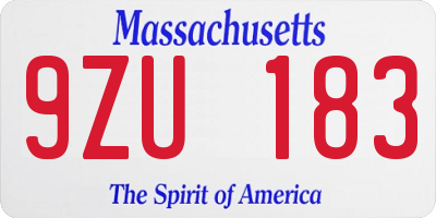 MA license plate 9ZU183