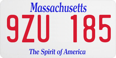 MA license plate 9ZU185