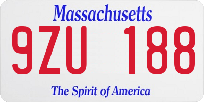 MA license plate 9ZU188