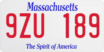 MA license plate 9ZU189