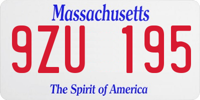 MA license plate 9ZU195