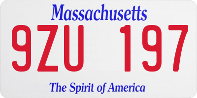 MA license plate 9ZU197